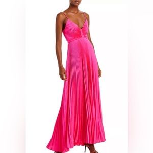 A.L.C  Aries Satin Pleated Dress in pink